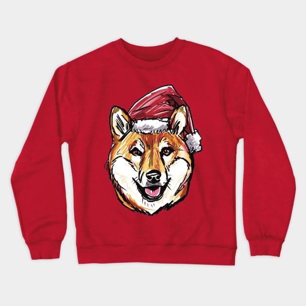 Christmas Shiba Inu - Cute Japanese Dog - Tan Shiba Inu Christmas Theme Crewneck Sweatshirt by sketchnkustom